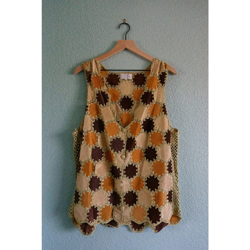 Suede Patchwork Crochet Vest